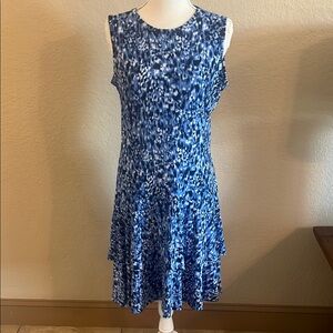 MICHAEL Michael Kors Blue and White Tiered Midi Sundress